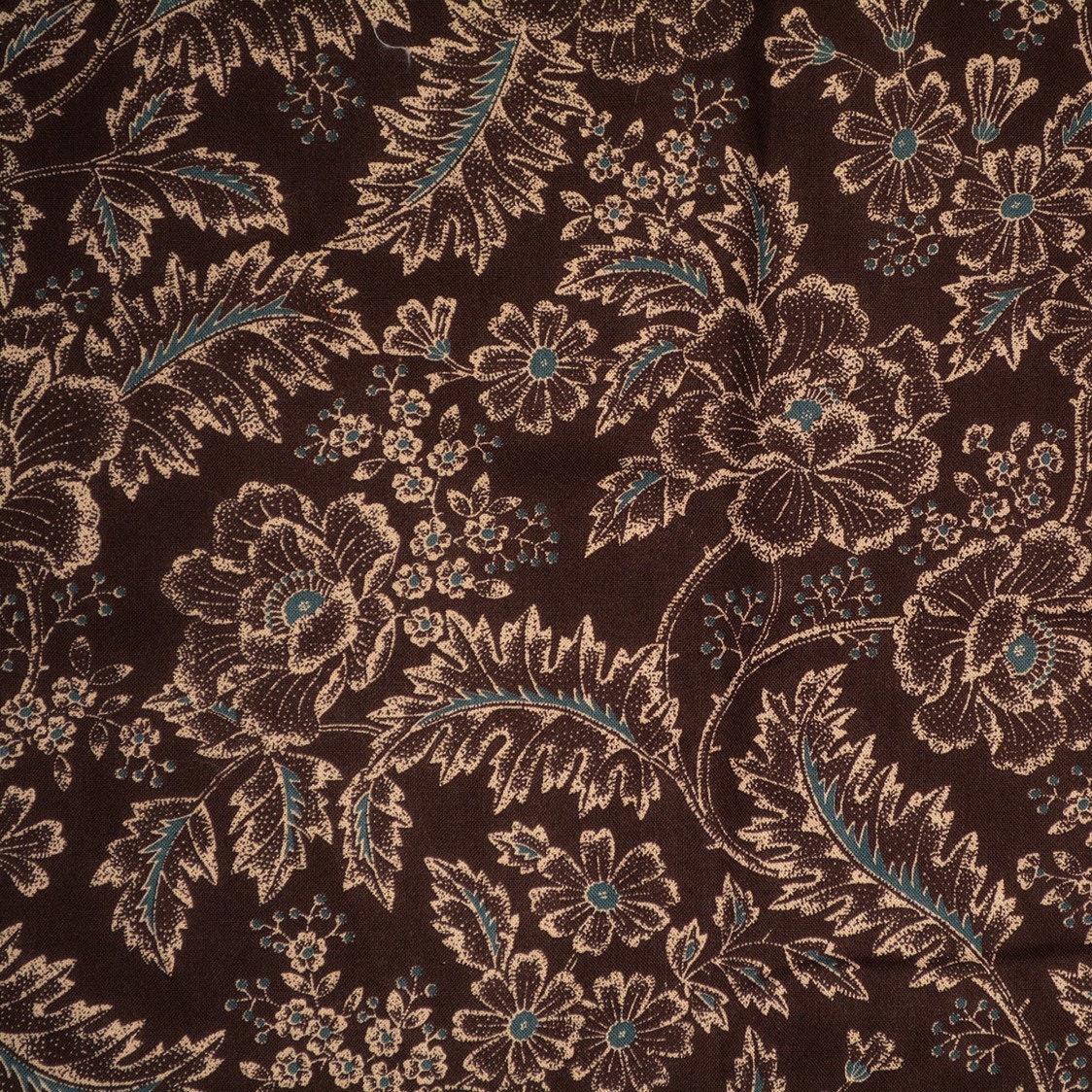 Retro floral fabric brown blue floral, moda fabric, Sentimental Studios