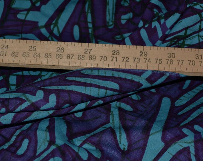 True Vintage Batik Fabric by the Yard Teal Purple Tropical Etsy