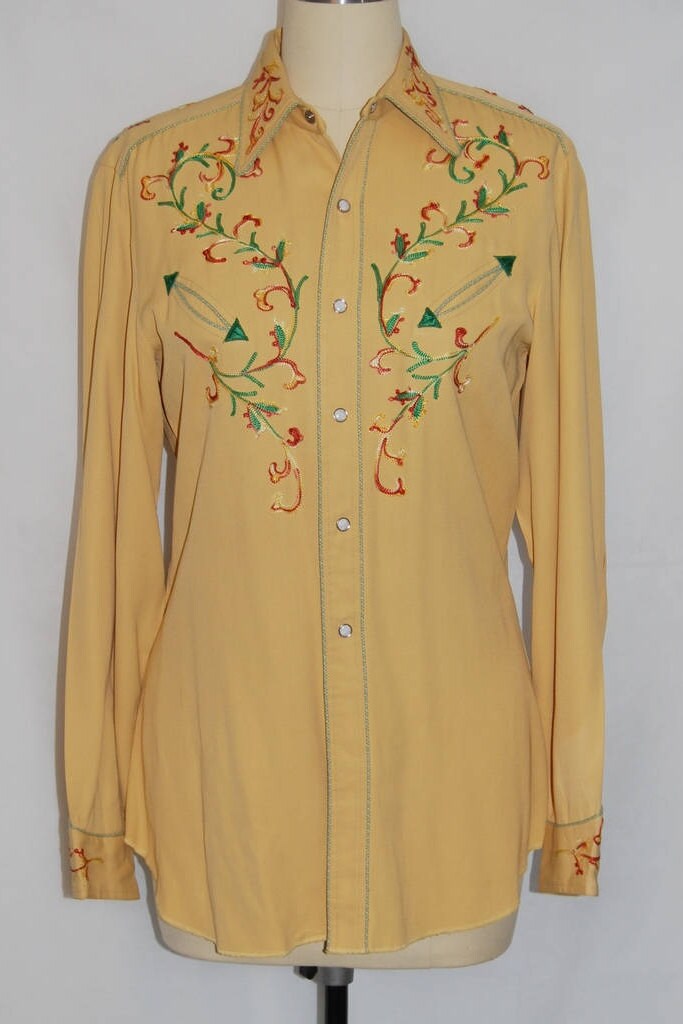 40s western shirt Cowboy Western shirt 1940s embroidered rodeo shirt