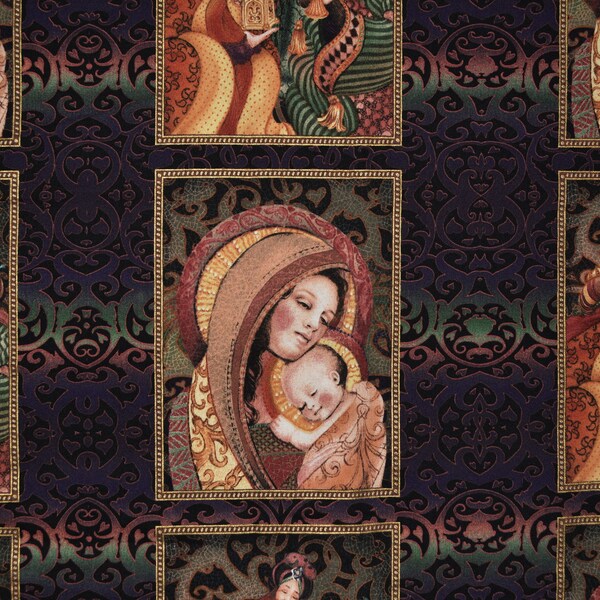 Religious Christmas fabric Madonna and Child Wise Men quilt shop fabric by Andrea Mistretta