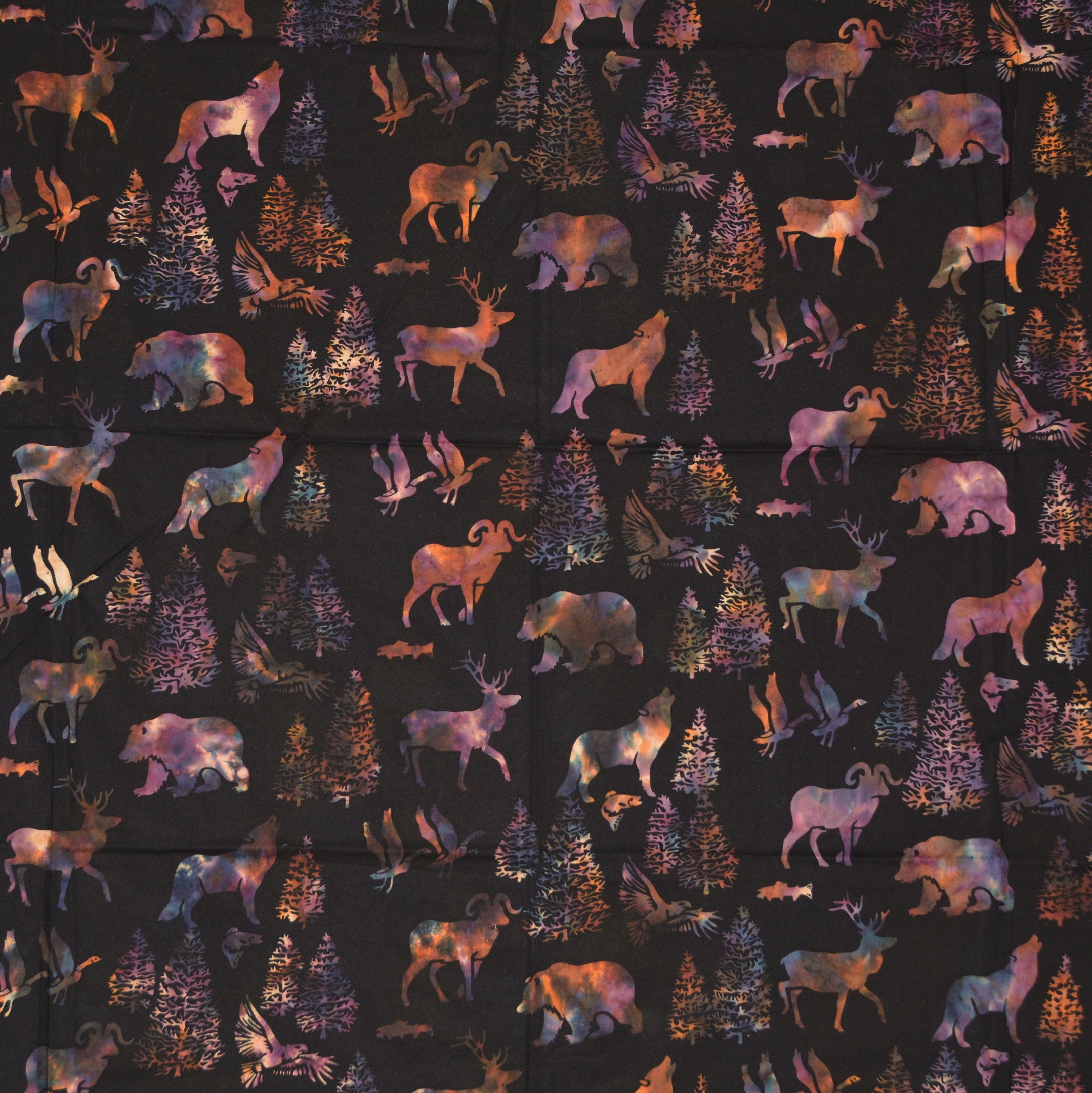 Woodland animals fabric, Batik fabrics