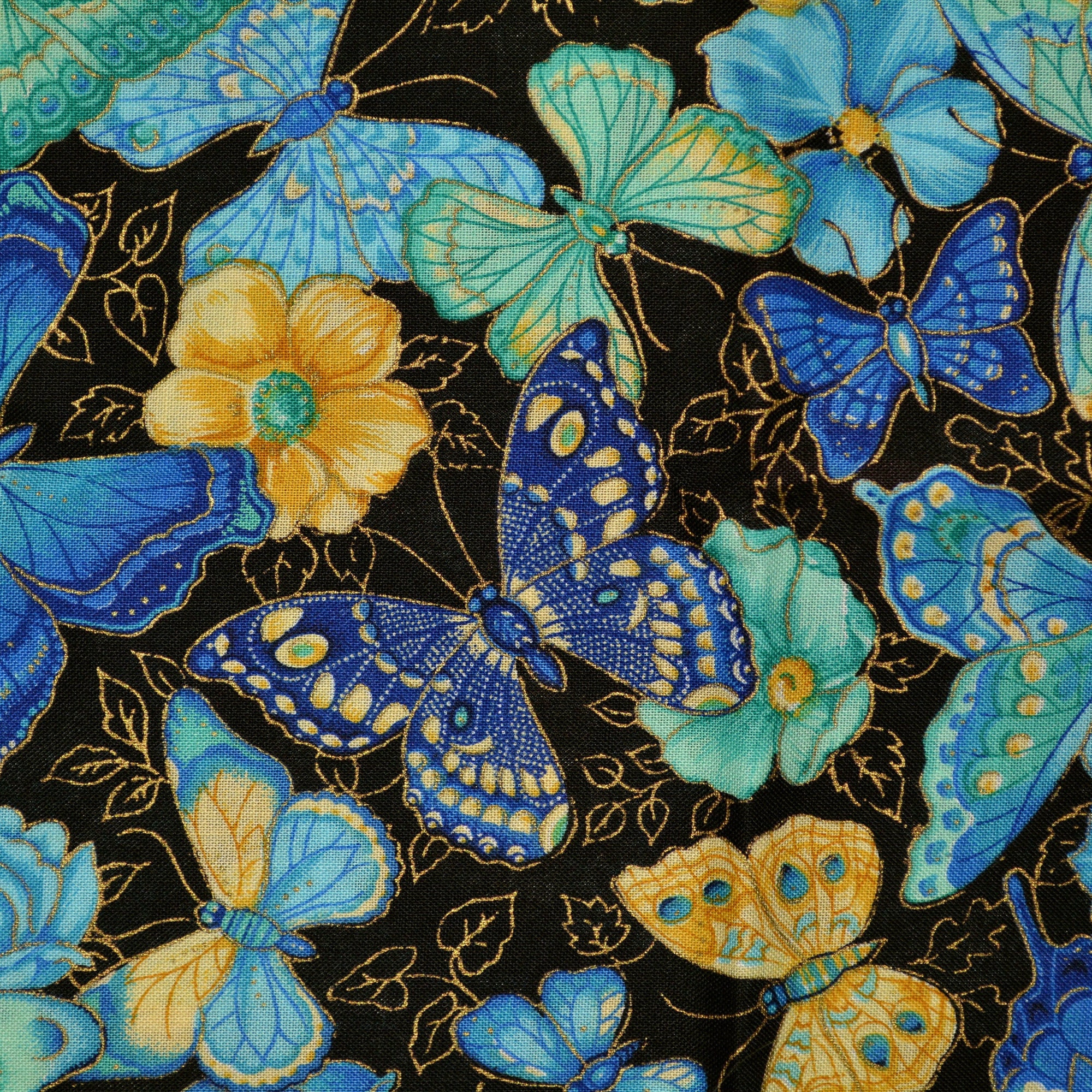 Asian Blue butterfly fabric black butterfly VIP cranston Joan Messmore