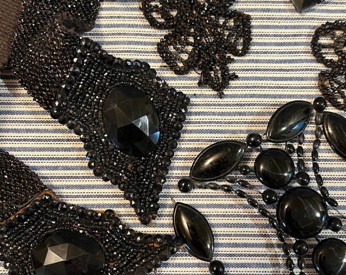 Lot of Victorian black glass jewelry, As Is, Repurpse, Upcycle glass beads