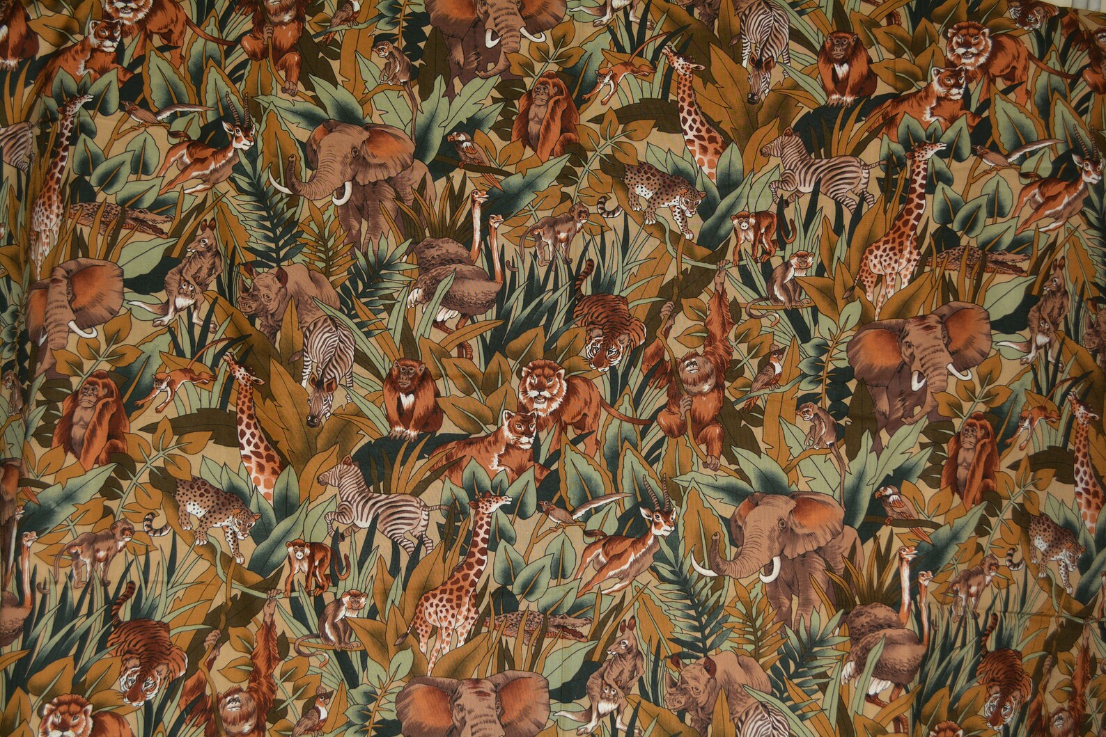 Vintage cotton fabric jungle safari animals fabric by the Etsy