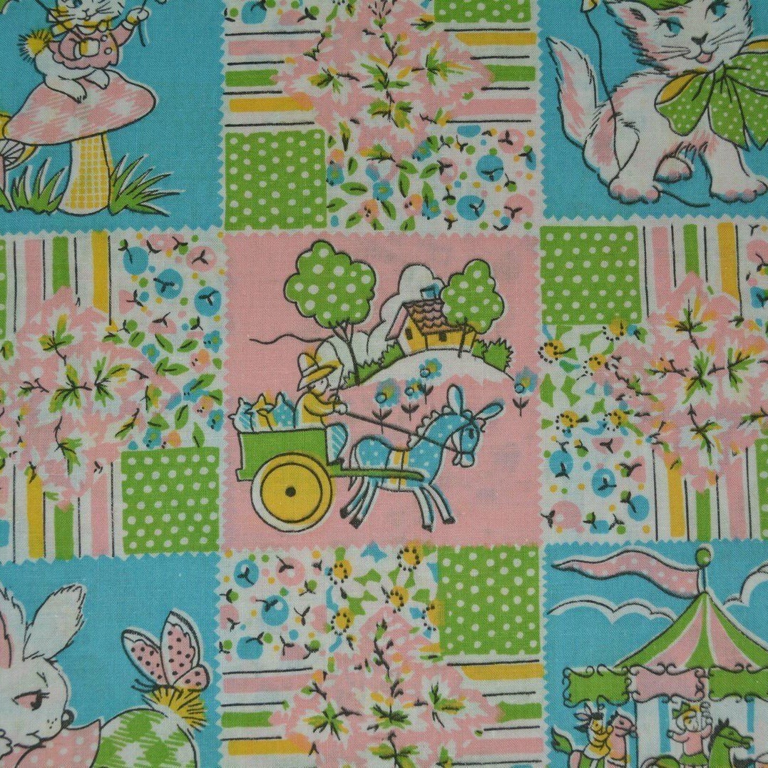 Vintage Baby Fabric, Vintage Baby Cotton Fabric Baum Textile Mills