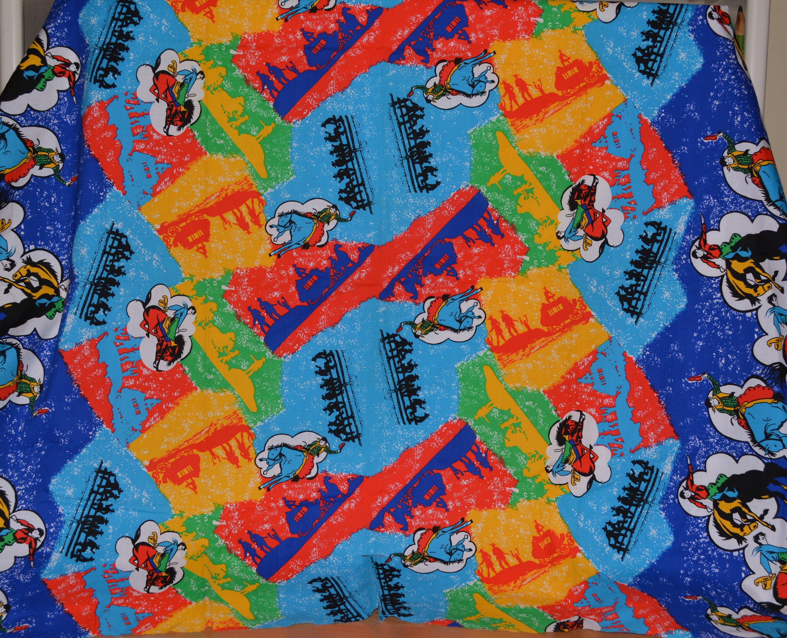 Retro cowboy fabric, illustrated western cowboy, rodeo fabric, double
