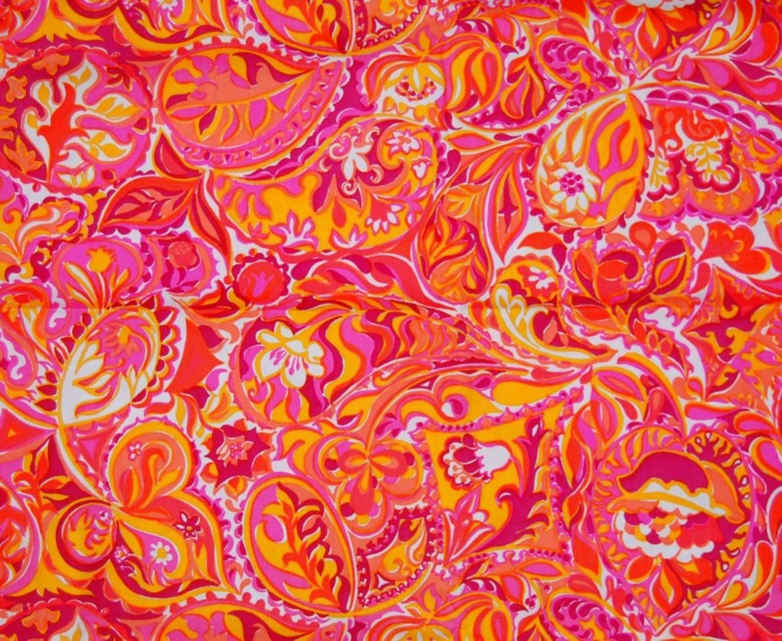 VINTAGE 1970s Key West Hand Print Fabric ZUZEK for Lilly Etsy