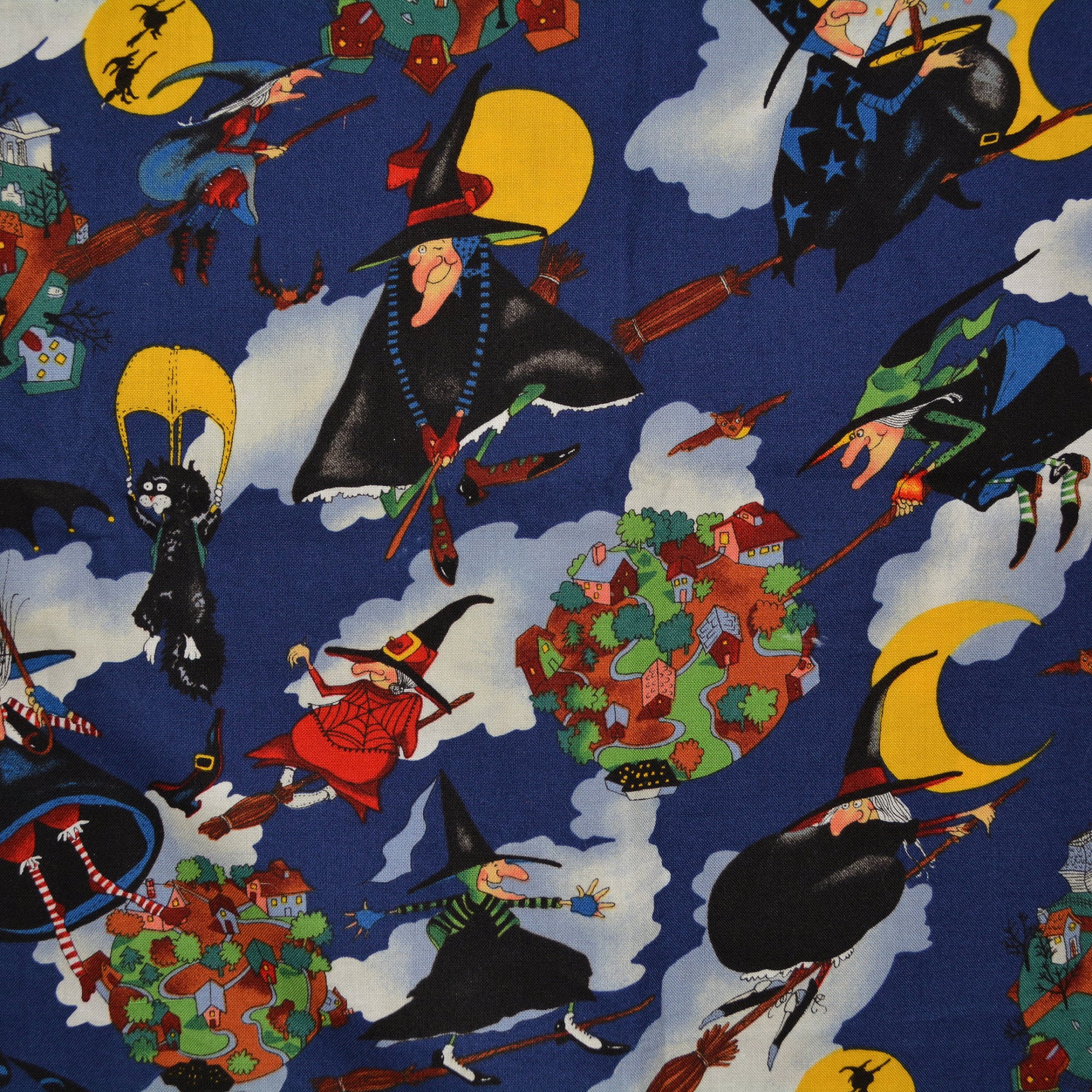 Halloween fabric bundle, witch fabric, novelty Halloween cotton fabric lot