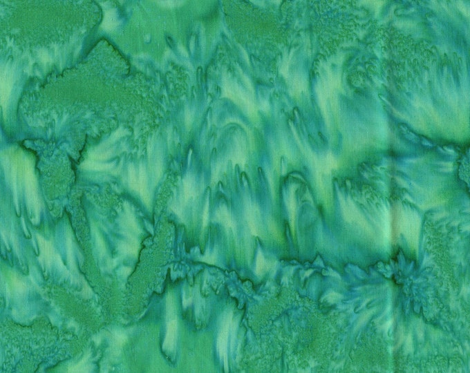 Green and blue Marble tie dyed batik fabric for patchwork quilting