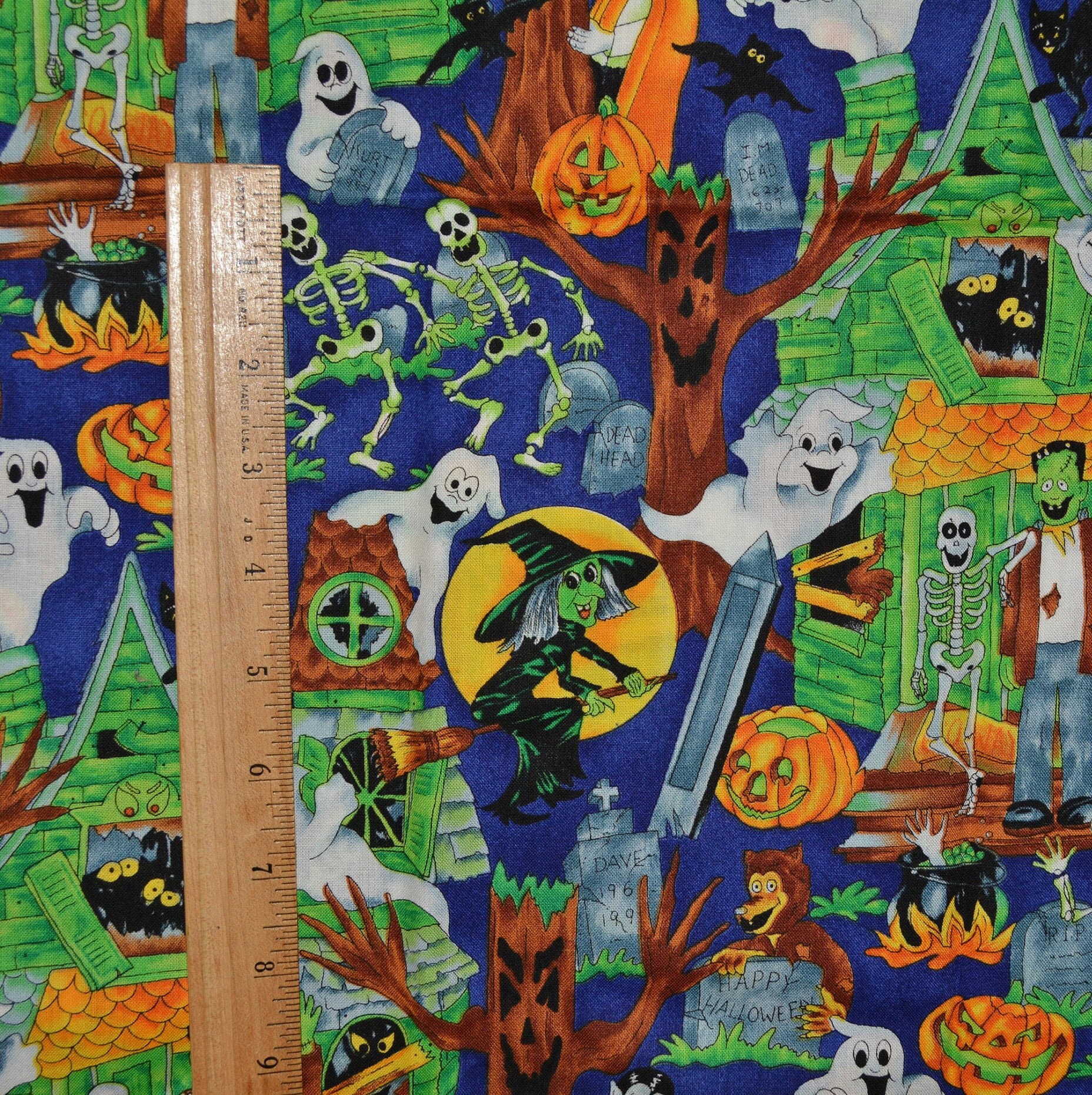 Halloween fabric bundle, witch fabric, novelty Halloween cotton fabric lot