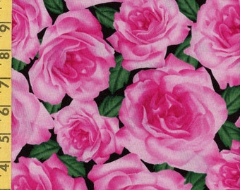 Large pink roses fabric by the yard, Blank Textiles