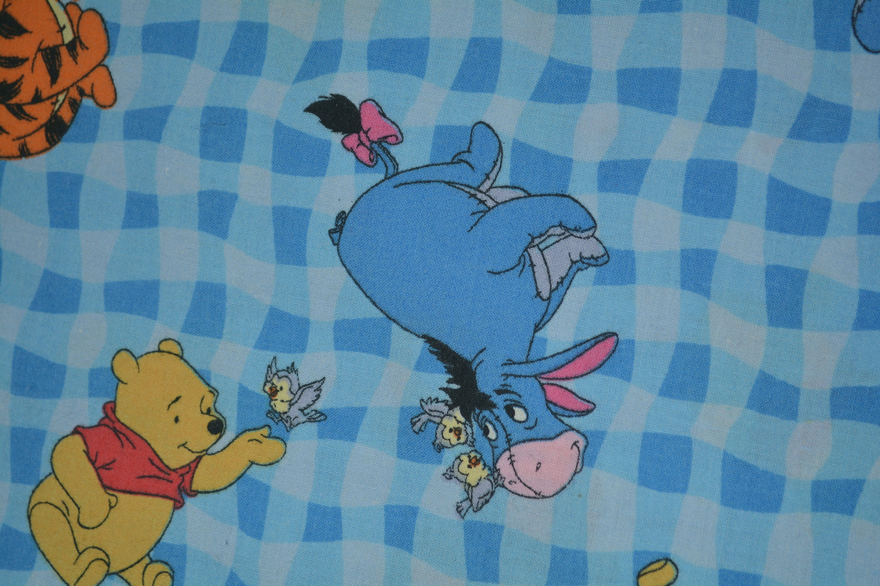 Baby crib quilt fabric panel Winnie the Pooh Tigger Eeyore Piglet Roo Sew  RARE