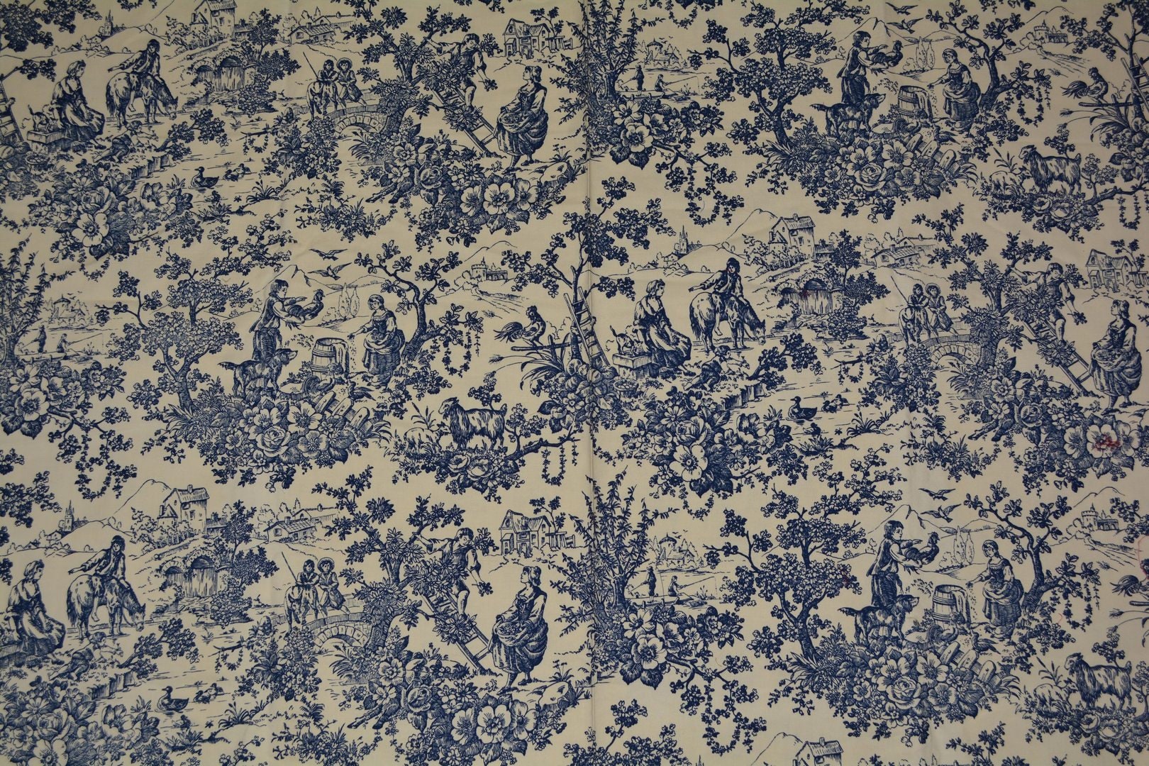 10 Yards French Stof Cotton Toile Designer Fabric in Blue Festin - Ruby  Lane