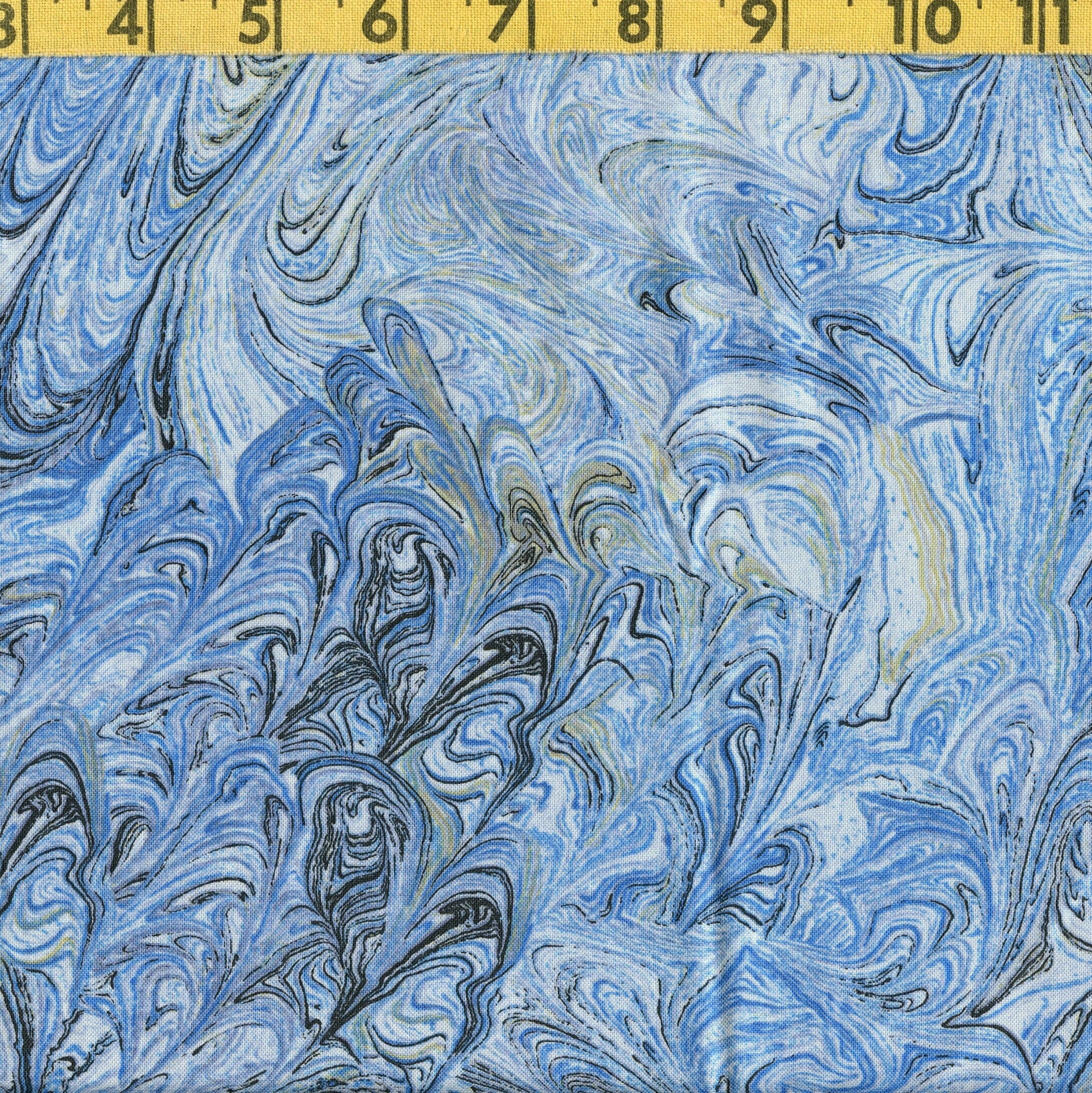 Blue Swirl Marble Print Fabric Quilters Treasures Etsy