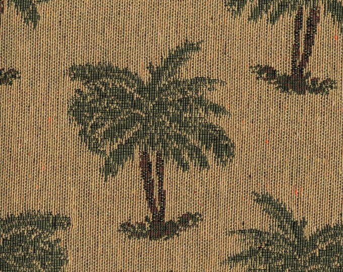 Tropical Palm Tree Upholstery Fabric, Woven Burlap Look for Accent