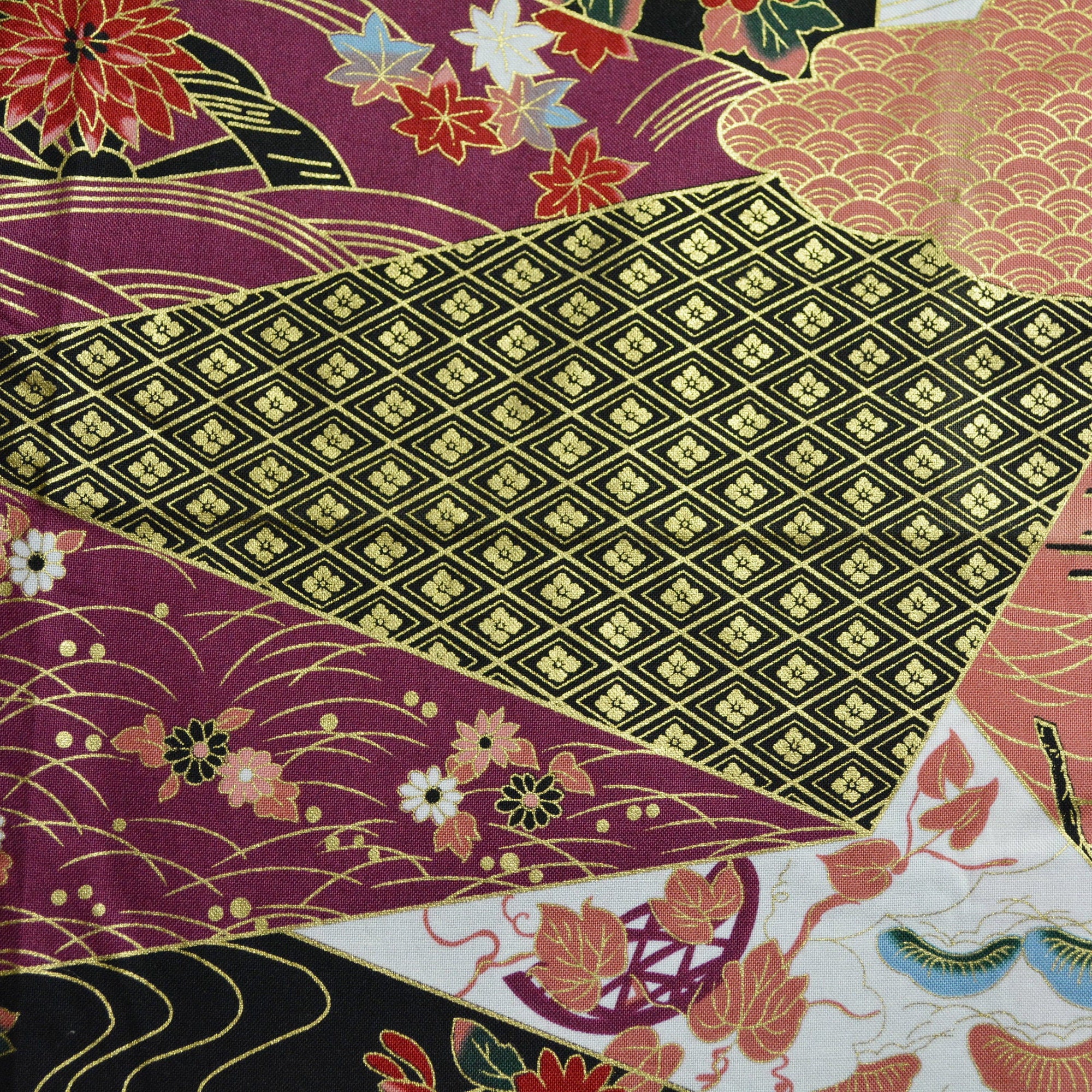 Asian fabric, Japanese print fabric, patchwork Asian floral