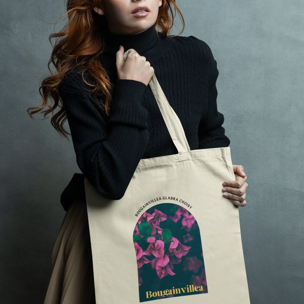 Nature Lover Tote Bag, Cute Bougainvillea Bag, Plant Enthusiast Gift, Summer Tote Shopper, Reusable Grocery Bag, Flower Fan Travel Essential