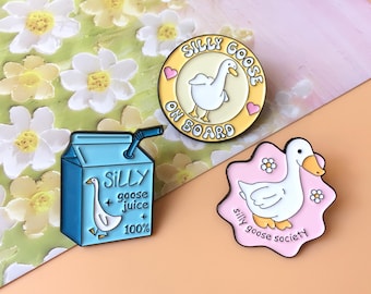 Broche de esmalte de ganso engraçado | Broche de animal fofo | Broche de lapela | Broche de colarinho | Acessório de broche | Conjunto de broches de esmalte | Presente para ela/ele