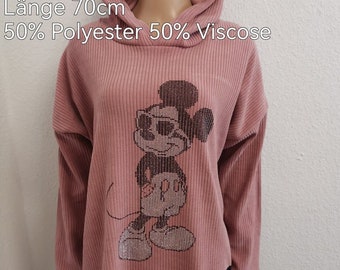 Mickey Mouse Glitzer Cord Kapuzen Pullover Größe 36-42