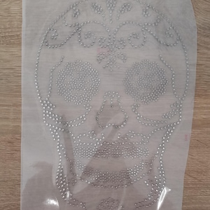 Skull Hot Fix Rhinestone Iron On Heat Bling Crystal Transfer Patch Applique Sticker