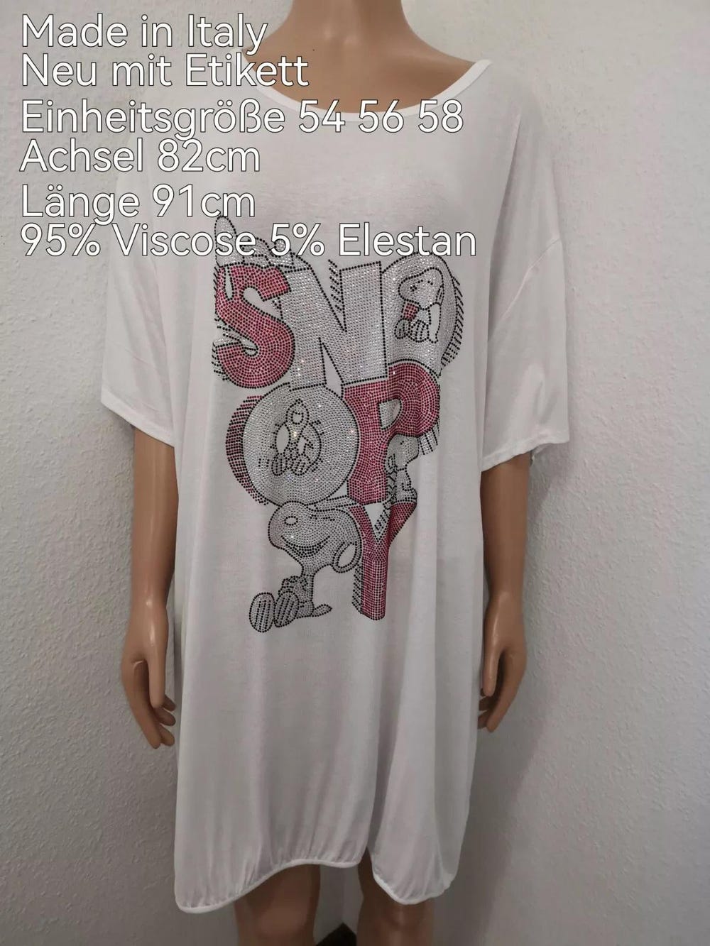 Snoopy Glitter Longshirt Size 54-58 Gleamseeker
