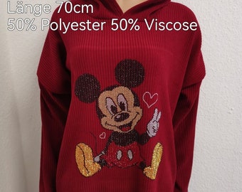 Mickey Mouse Glitzer Cord Kapuzen Pullover Größe 36-42