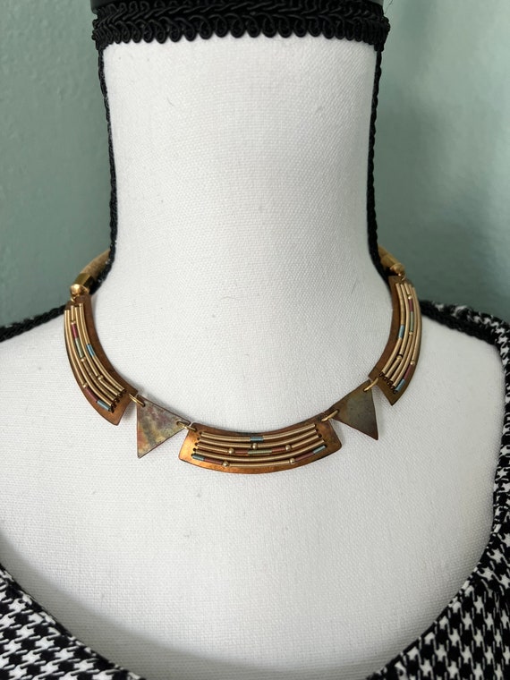 Vintage Jewelry Set 2 Suede Metal Necklace and  E… - image 1
