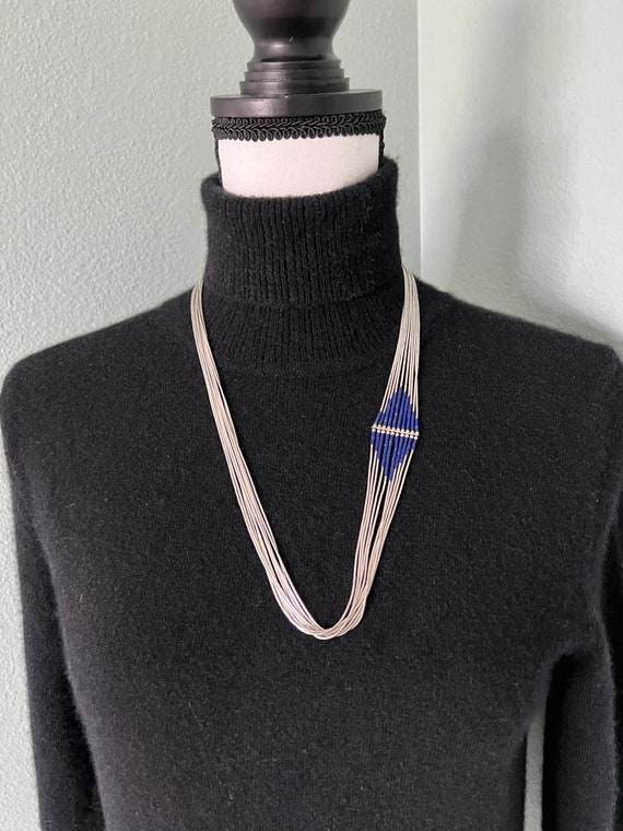 Sterling Silver Lapis Lazuli Asymmetrical Necklace