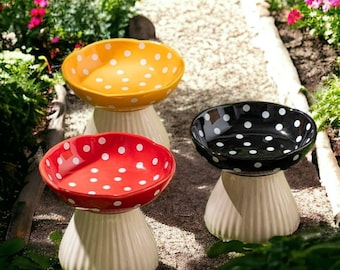 Handmade Ceramic Mushroom Pet Bowl | Small Cat and Dog Mushroom Water and Food Bowl | Creative Colourful Pet Dish Food Bowl | Pet Lover Gift