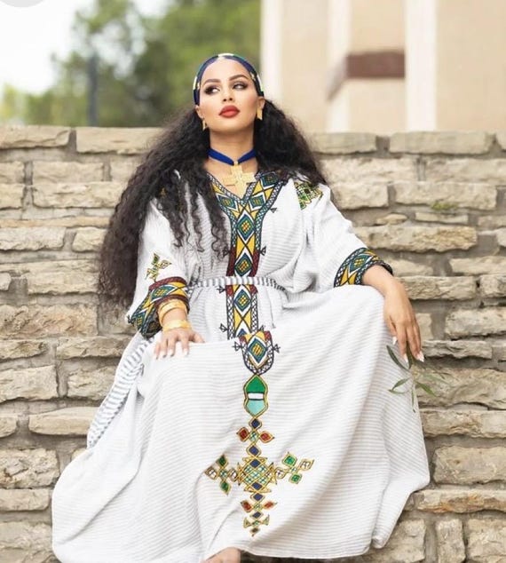 eritrean fashion dress Elegant Couples Ethiopian/eritrean Handwoven Wedding Dress | 100% Cotton Design