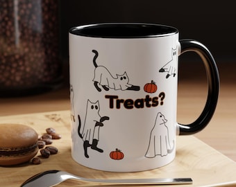 Ghost Cat Coffee Mug: Spooky Halloween Cup for Cat Lovers