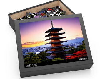 Beautiful Japanese temple floating in the sunset Puzzle (120, 252, 500-Piece)
