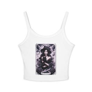 Camiseta sin mangas con tirantes finos y la carta del Tarot de la Bruja