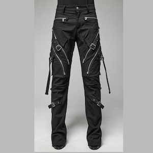 Men&#39;s Gothic Techwear Cargo Pants: Slim Fit Cyberpunk Trousers