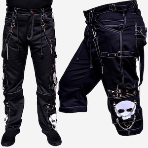 Baggy Gothic Cargo Pants: Cyberpunk Emo Style with Chains