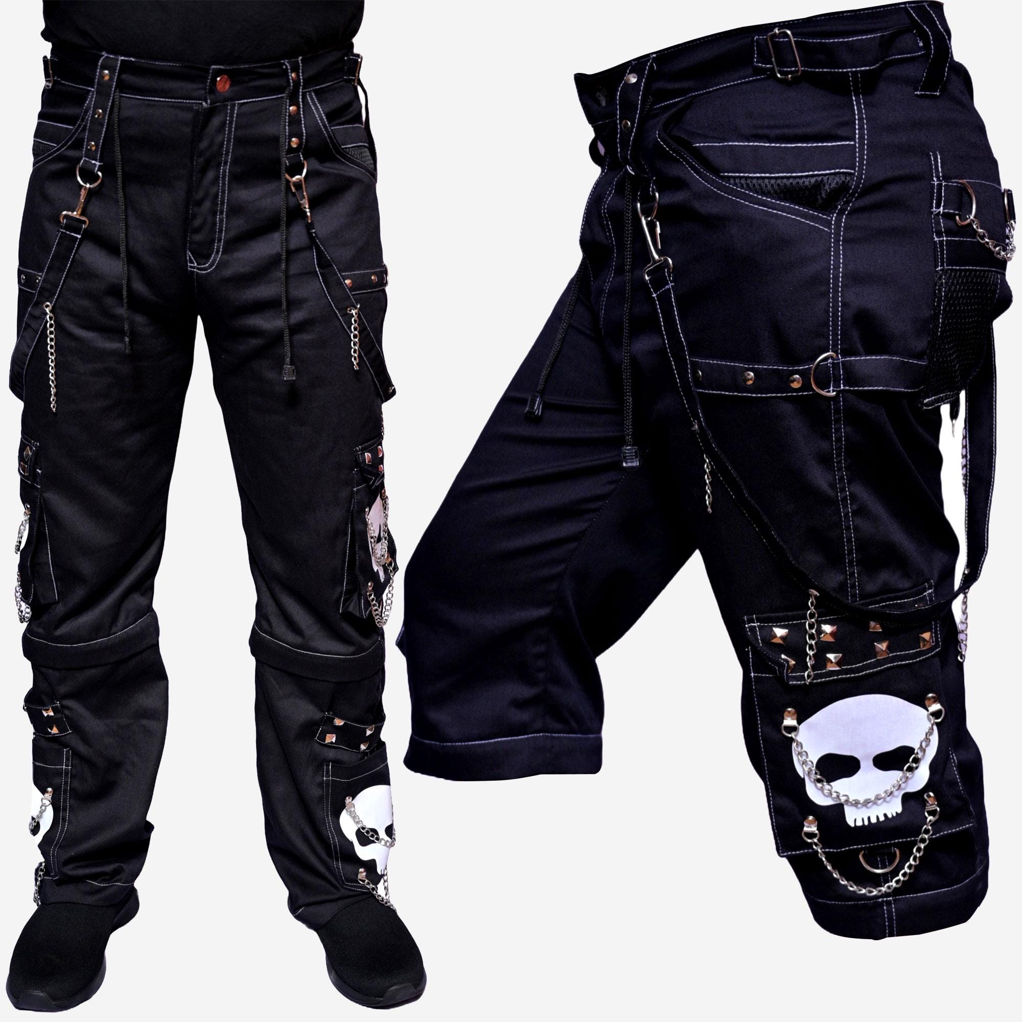 Baggy Gothic Cargo Pants: Cyberpunk Emo Style With Chains - Etsy