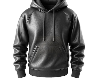 Men's Real Handmade Genuine Lambskin Leather Hoodie Jacket Winter Pullover Streetwear Hooded Sweatshirt
