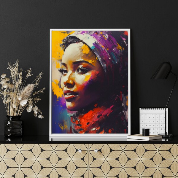 Impresión de arte de pared expresionista pared arte decoración pintura de pared mujer arte impresión casa pared impresión abstracta mujer hijab colorido arte entrada manera impresión
