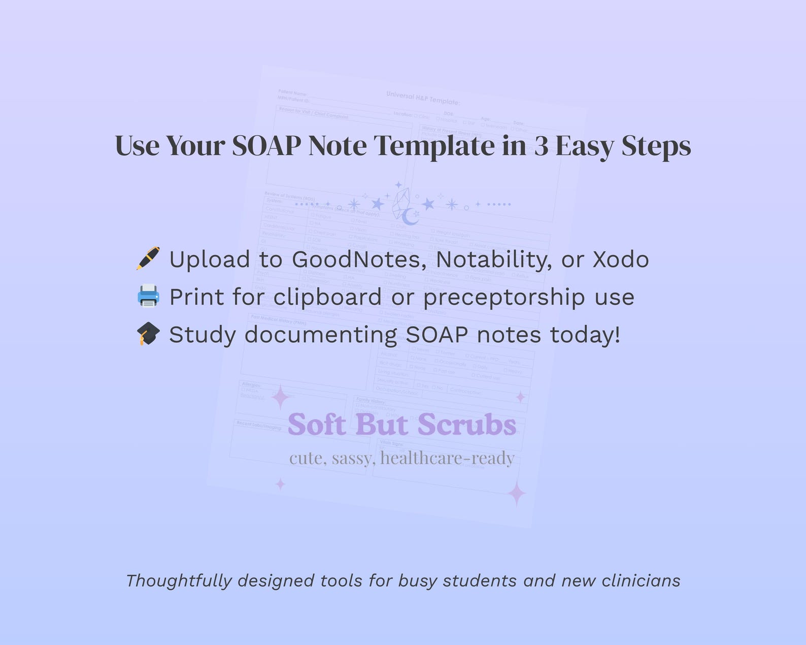 H&P SOAP Note Template: Clinical Rotation Printable (PDF) - Etsy