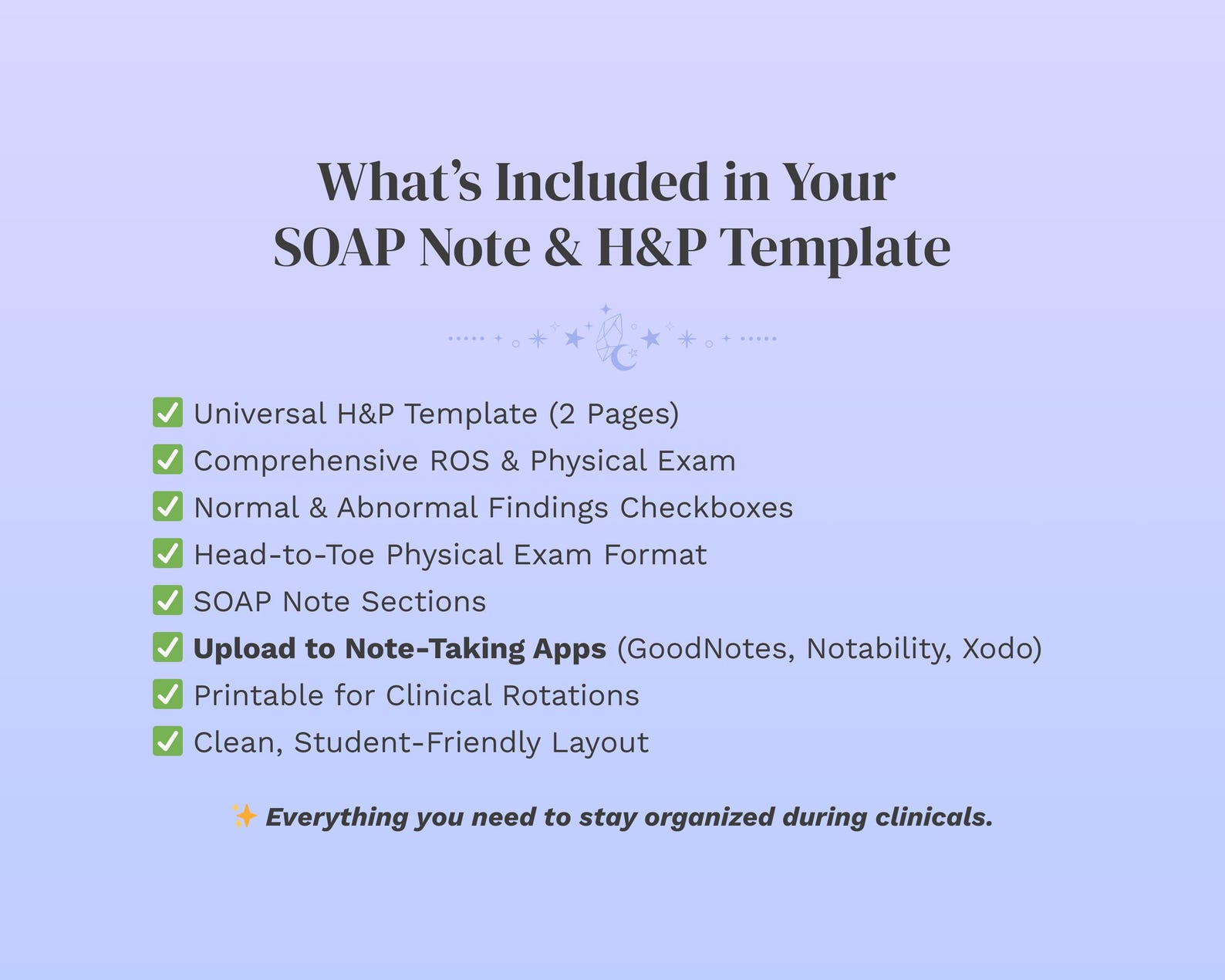 H&P SOAP Note Template: Clinical Rotation Printable (PDF) - Etsy