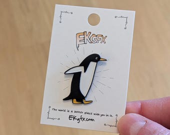 Paul the Penguin Enamel Pin, Animal Lapel Pin (1.25 inch)