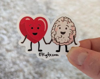 Pegatina Corazón y Cerebro / Salud Mental, Regalo de Psicología