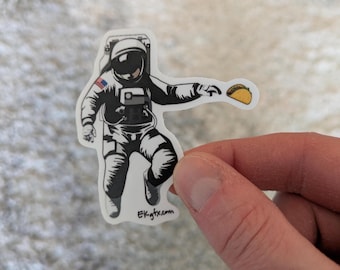 Calcomanía de astronauta con forma de taco: vinilo espacial divertido