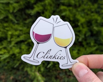 Pegatina de vinilo "¡Clinkies!" para copas de vino, regalo para amantes del vino