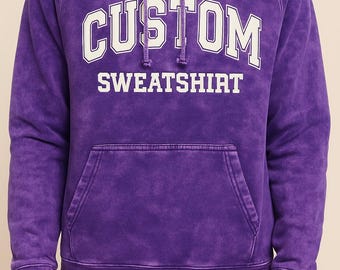 Custom Mineral Wash Hoodie, Vintage Grunge Unisex Sweatshirt, Streetwear Pullover, Blank 100% Cotton Hoodie for DTF Printing Gift More Color
