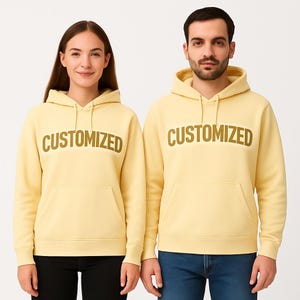 Custom Butter Yellow Hoodie, Unisex Sweatshirt, Soft Pullover, Cozy Aesthetic Outfit, Neutral Streetwear, Comfy Gift for Teen Girl Boy Adult