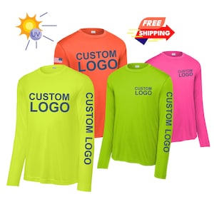 Custom Performance Long Sleeve Shirt, Personalized Logo Work Shirt, Moisture Wicking Team Uniform, Company Staff Apparel