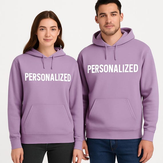 Sweat à capuche violet poussiéreux épais personnalisé, sweat à