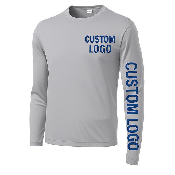 Custom Dry Fit Long Sleeve Shirt with Logo Team or Business Uniform Moisture Wicking Performance Shirt