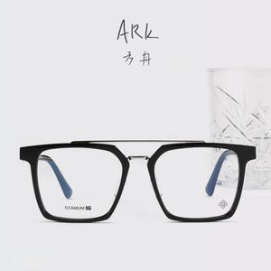 Ark Style Square Frame Glasses | Brushed Titanium Metal Eyeglass Frames, Bold Fashionable Eyewear for Men & Women
